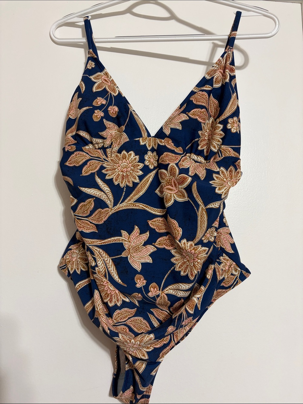 Cupshe Navy One-Piece Swimsuit with Peach Floral Print size Large